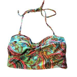 dELiA*s Multicolor Paisley Halter Bikini Top - Turquoise, Pink, Yellow